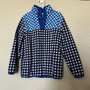 Draper James Lands End 1/4 Snap Pullover Serious Sweats Boys Small Blue Gingham